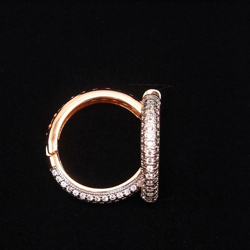 Stunning 18k. Rose Gold Over Sterling Silver 25mm Round Hoop Earrings With CZ's - Picture 6 of 8